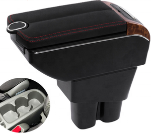 Boîte d'accoudoir à double ouverture en cuir PU noir <span class=keywords><strong>pour</strong></span> Chevrolet Sail - Product Image 4