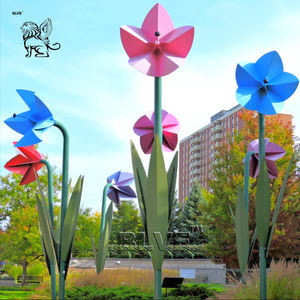 BLVE grande grande Statue urbaine en métal extérieur métal Art géométrique en acier inoxydable coloré Pot de fleurs Sculpture pour ville projet - Product Image 1