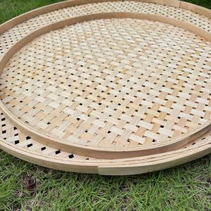 Bamboo Woven Round <b>Basket</b> Handmade <b>Storage</b> Kitchen Drying Tea Sieve Mesh Size <b>Large</b> Small - Product Image 3