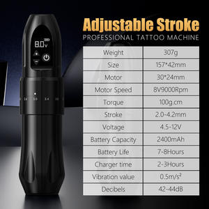 Xnet เครื่องสักไร้สายระดับมืออาชีพ2400mAh และปืนหมุน-2.0-4.2มม. จังหวะปรับได้สำหรับศิลปินศิลปะบนร่างกาย - Product Image 6