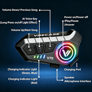 Interfono Bluetooth V70 per Casco Moto, Comunicazione Wireless a Mani Libere con Microfono, Audio e Chiamate per Motociclisti - Product Image 4