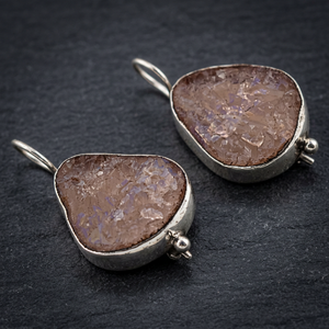 925artpalace Romantic Rose Quartz Gemstone Silver <b>Earrings</b> with Attractive Crystal - Product Image 3