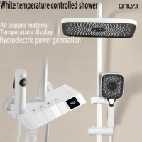 Mitigeur de salle de bain thermostatique en laiton Jet Spray Atmosphère Lumière Piano Key Design Ensemble de douche thermostatique pour un confort optimal