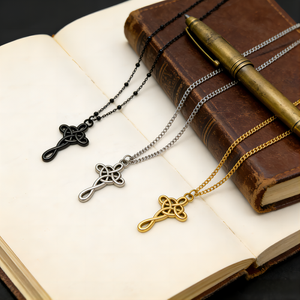 Collier Pendentif Croix <span class=keywords><strong>Celtique</strong></span> en Acier Inoxydable Étanche, Bijoux Vintage pour Hommes et Femmes, Cadeau de Foi Religieuse, Vente en Gros - Product Image 3