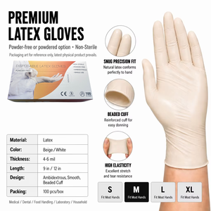 <span class=keywords><strong>Guantes</strong></span> de Látex No Estériles, <span class=keywords><strong>Caja</strong></span> de 100 Unidades, Sin Polvo, Flexibles, de Un Solo Uso, Suaves, Resistentes, Microtexturizados, Cómodos, Ambidiestros - Product Image 2