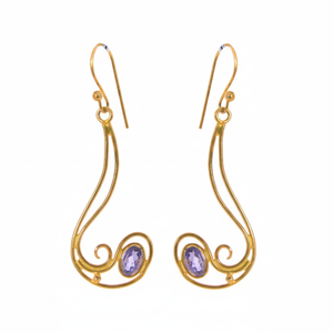 Pendientes colgantes de piedras preciosas de cuarzo místico azul Iolite Natural para mujer, pendientes de plata de ley 925, joyería - Product Image 1