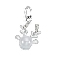 1 pièce Breloques pendantes en alliage, motif animal, fleur, perle, strass, plaqué argent, style Kawaii, pour cadeau de fête, bracelet fait main DIY