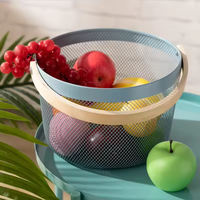 Petit panier circulaire avec poignée en bois ou en bambou