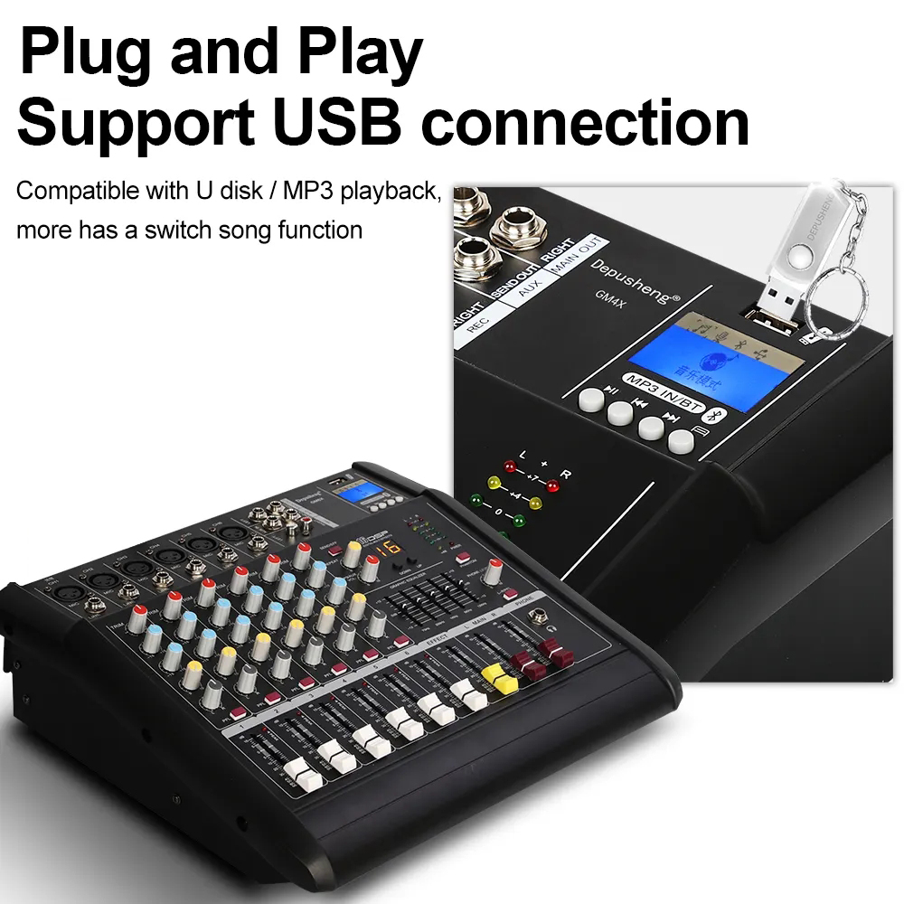 Amazon | BOMGE 6チャンネルdjオーディオミキサー、MP3 USB