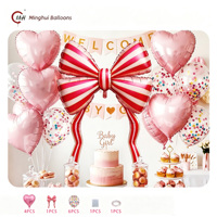 Set Balon Foil Pita Bergaris Balon Foil Hati Balon Lateks Konfeti Dekorasi Pesta Ulang Tahun Baby Shower Pernikahan Ulang Tahun