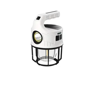 Linterna portátil con energía solar para acampar, linterna recargable USB tipo C, lámpara para tienda de campaña, luces de emergencia para el mercado nocturno al aire libre