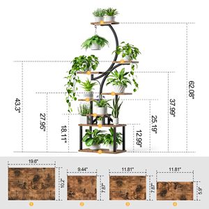 Soporte para plantas de interior con luz de crecimiento de plantas, estantes para plantas multicapa, estante de exhibición adecuado para terraza, balcón, decoración del hogar - Product Image 3