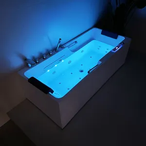 Hot Sale Jacuzz Waterfall Air Jet 2person Bathtub Indoor With Led Lights Hydro Massage 2 Handle Whirlpool Bathtub