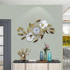 Reloj de pared de Metal 3D moderno, diseño de flores colgante de alta calidad para decoración del hogar para sala de estar, dormitorio, inspirado en la naturaleza - Product Image 3