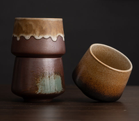 Tasse à café en céramique de style rétro japonais créative de 200 ml, tasse à thé personnalisée avec poterie rustique, tasses à espresso et à latte