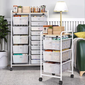 Meilleure vente, chariot de rangement combiné avec 15 tiroirs, table en bois, déplacement facile, chariot de rangement sur roulettes - Product Image 6