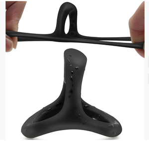 वयस्क उत्पाद पुरुष हस्तमैथुन समय देरी त्रिकोण डबल परत विरोधी स्खलन लॉक शुक्राणु की अंगूठी नरम सिलिकॉन लिंग प्रशिक्षक - Product Image 4