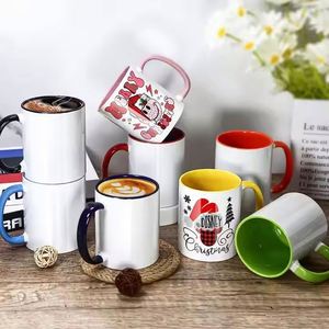 Tasses en céramique personnalisées avec logo par sublimation, colorées, 11 oz, écologiques, cadeaux d'affaires, mug à café avec poignée - Product Image 4