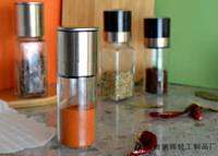 Moulin à épices en verre manuel réglable, broyeur fin et grossier en acier inoxydable, distributeur d'assaisonnements en verre transparent pour la cuisine