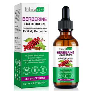 Vente en gros Marque privée Vegan 1500mg Berbérine Gouttes liquides Supplément à la cannelle de Ceylan pour le système immunitaire Digestion Santé - Product Image 1