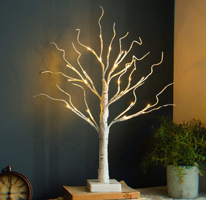 Luz LED para árbol de abedul, iluminación para mesa, bonsái, alimentada por batería, 24 luces Led de Navidad, <span class=keywords><strong>pueblo</strong></span>, árbol de cuervos - Product Image 1