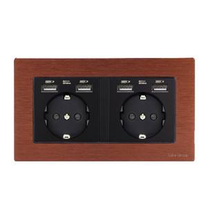 Prise de courant allemande 16A avec mise à la terre, charge rapide, panneau en verre cristal et acier inoxydable, 2 prises murales - Product Image 1