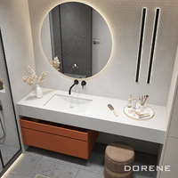 2023 Dorene Designer italien flottant libre chêne blanc Canada armoire de toilette petite vanité de salle de bain avec lavabo