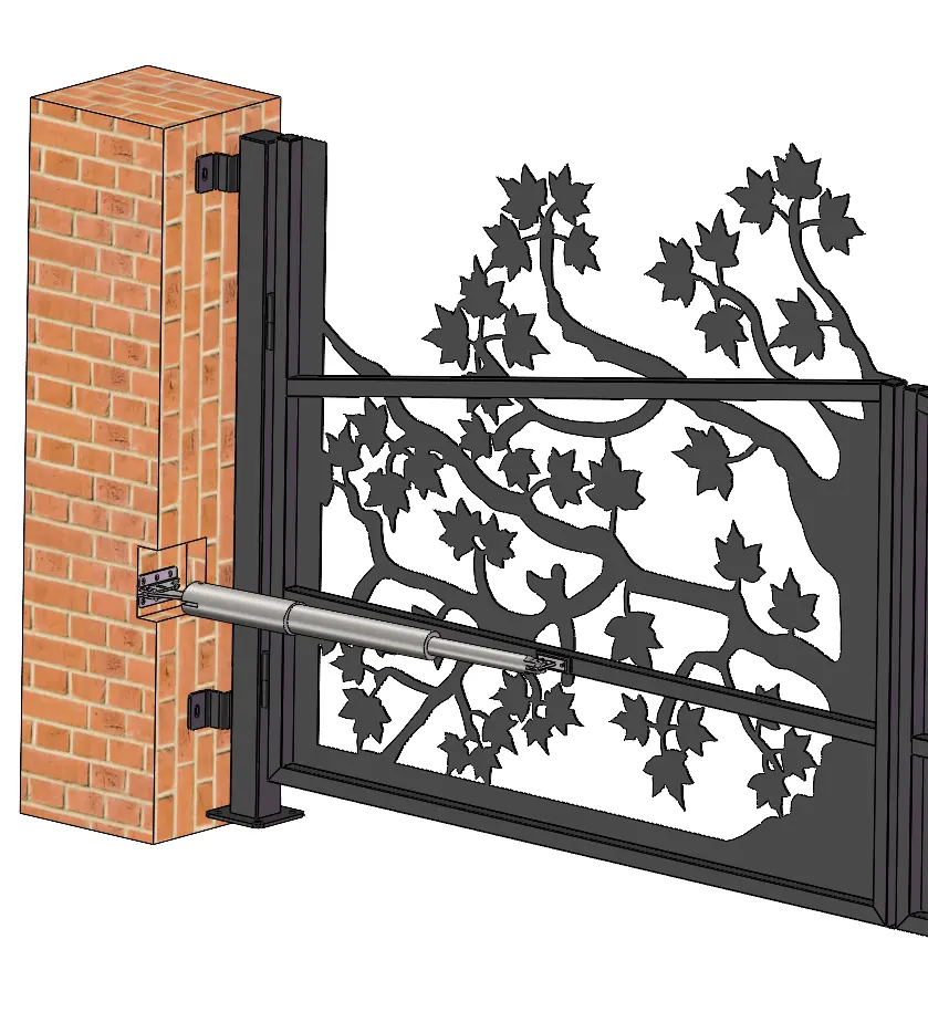 The motor is automatically open Munich Style Dual Swing Laser cut Galvanized Steel Metal Wrought Iron Fence Panel Gate 16 x7 ft