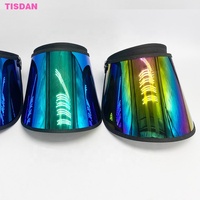 Nouveauté Logo personnalisé capuchon de pare-soleil en plastique souple bouclier miroir lentille de couleur grand bord extérieur plage et sport chapeau de protection UV