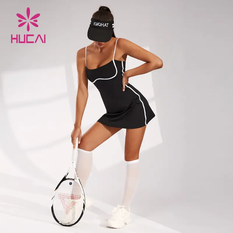Logo personalizzato nuovo design vestito da Tennis sportivo a righe a contrasto alla moda vestito da tennis da donna con pantaloncini