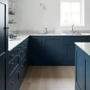 Blue Modern Island Shake Style Cabinets Hanging Kitchen Cabinet