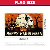 Drapeau d'Halloween personnalisé OEM ODM avec motif, 3x5 pieds, faible MOQ, vente en gros, bannière de fête, drapeau à bords doublement cousus, fabricant uniquement