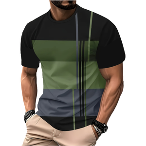 Camiseta de Verano para Hombre, de Cuello Redondo, Manga Corta, de Malla de Poliéster, Secado Rápido, Transpirable, con Contraste de Color, a la Moda - Product Image 3