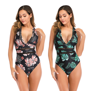 Costume da bagno intero sexy personalizzato con stampa, nuovo, taglie forti, scollo a V, cut-out, per donne formose - Grande successo! - Product Image 1