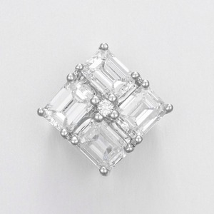Collier pendentif géométrique en diamant de laboratoire taille baguette Princesse D E VS1 pour fiançailles et mariages en or 14 carats - Product Image 1