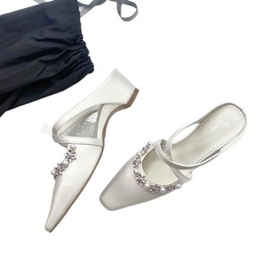 Mules de piel de oveja con punta cuadrada y pedrería, con plataforma, para mujer, estilo Mary Jane, para primavera - Product Image 5