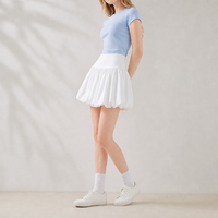 Jupe mini blanche bouffante pour femme, style Y2K, vêtements coréens, taille élastique large, ourlet froncé, jupe de fête extensible