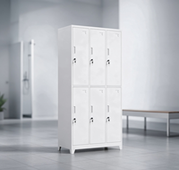 Casier de rangement métallique à 6 portes, armoire vestiaire en acier pour personnel avec serrure à clé sécurisée, trou de ventilation, pour bureau, salle de sport, dortoir