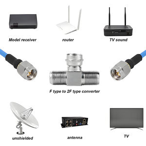Divisor de cable coaxial tipo F 2 en 1 salida Conector de 3 vías F macho a doble F hembra Adaptador de conector tipo T para <span class=keywords><strong>antena</strong></span> de <span class=keywords><strong>TV</strong></span> Video VCR - Product Image 4