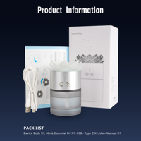 Diffuseur de parfum automatique sans eau à ultrasons Lotus Viewing Car, atomiseur d'aromathérapie, éclairage LED, verre