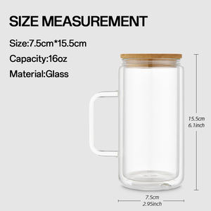 16oz Reise-Schneekugel-Sublimationsbecher, doppelwandiger Glas-Trinkbecher mit Henkel für Kaffee, Bier und Saft - Product Image 3