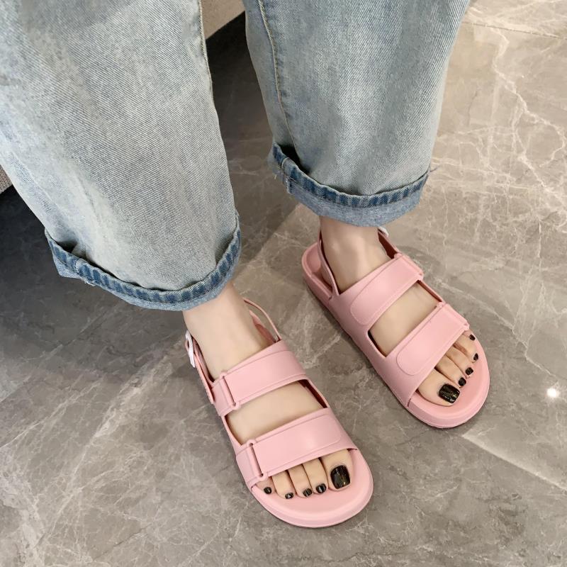 Korean Casual PVC Sandals for Women Summer 2022 Fashion Flat Sandals Shoes