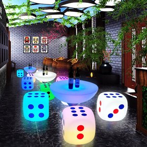 Table basse lumineuse LED créative comptoir de bar KTV tabouret tamis loisirs de plein air Table ronde et chaises Table de dispersion à jambes hautes - Product Image 1