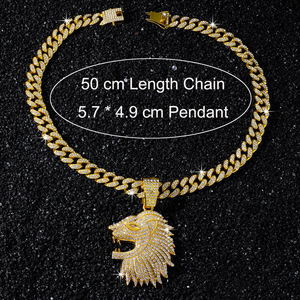 2026 Hot Selling Personalized Cool Lion <b>Head</b> Pendant Necklace Hip Hop <b>Style</b> Alloy Men's Necklace Fashion Jewelry Wholesale - Product Image 5