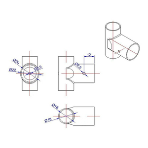 RJXHOBBY Aluminum T-Joint Landing Gear Connector 20 to 16mm <b>Drones</b> T-Type Clamp Fitting Plant Black Model RJX3681 - Product Image 6