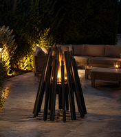 Table de foyer au gaz ronde moderne personnalisée |   Cheminée extérieure de luxe pour patio, jardin, villa, complexe hôtelier OEM ODM