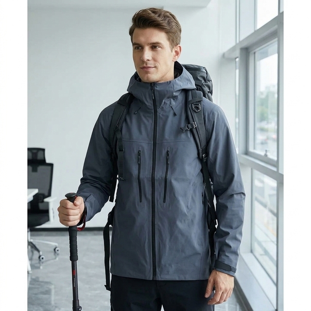 Hard Shell Jacket 3 Layer 10000mm Waterproof Windproof Breathable Outdoor Hiking Mountain Trekking Sports Technical Fabrics