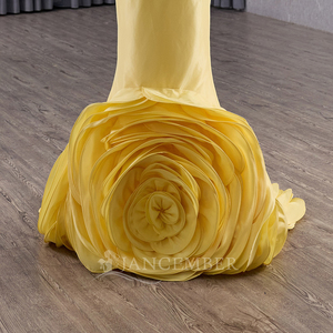 Robe de soirée de luxe jaune, coupe cœur, avec fleurs 3D, dos lacé, sexy, fourreau, ajustement personnalisable pour femme Rsm251074 - Product Image 6