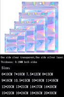 Bolsas de Embalaje Transparentes Holográficas Z15, Mini Bolsas de Almacenamiento Resellables con Cierre Hermético, Bolsas de Mylar Plateadas con Cierre de Cremallera y Orificio para Colgar
