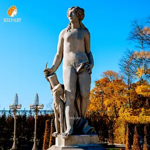 Estatua de mármol tallada a mano para jardín al aire libre, estatua de Dios Diana tallada a mano, piedra Natural